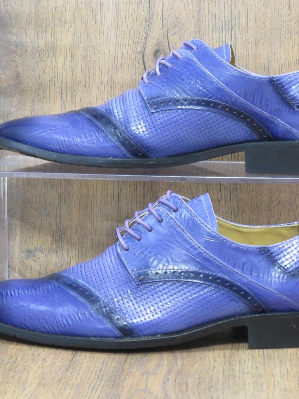 Liberty Zeno Men's Shoes Kazma Leather Purple Lace-up Oxford Dress Shoe Size 8.5